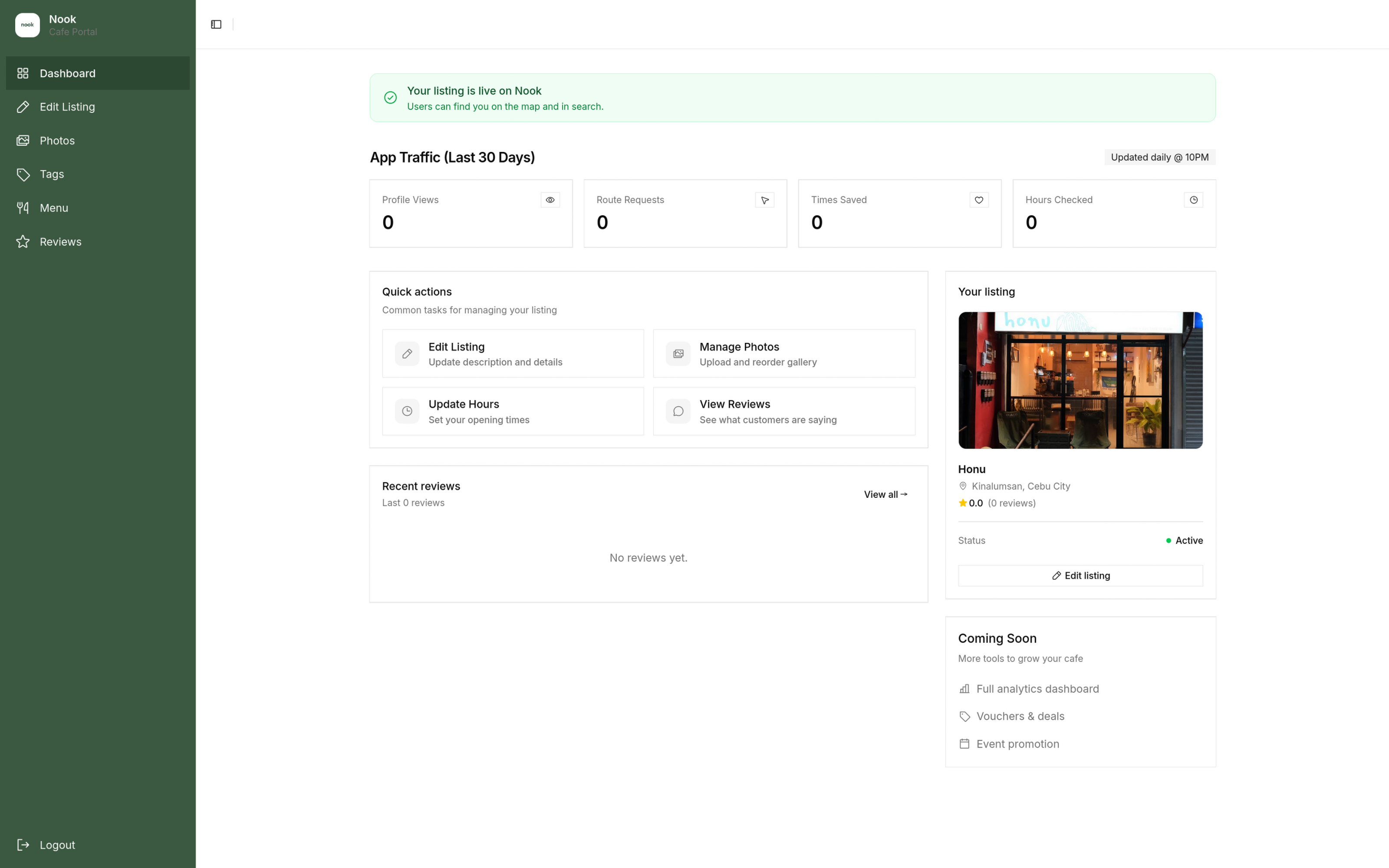Dashboard interface